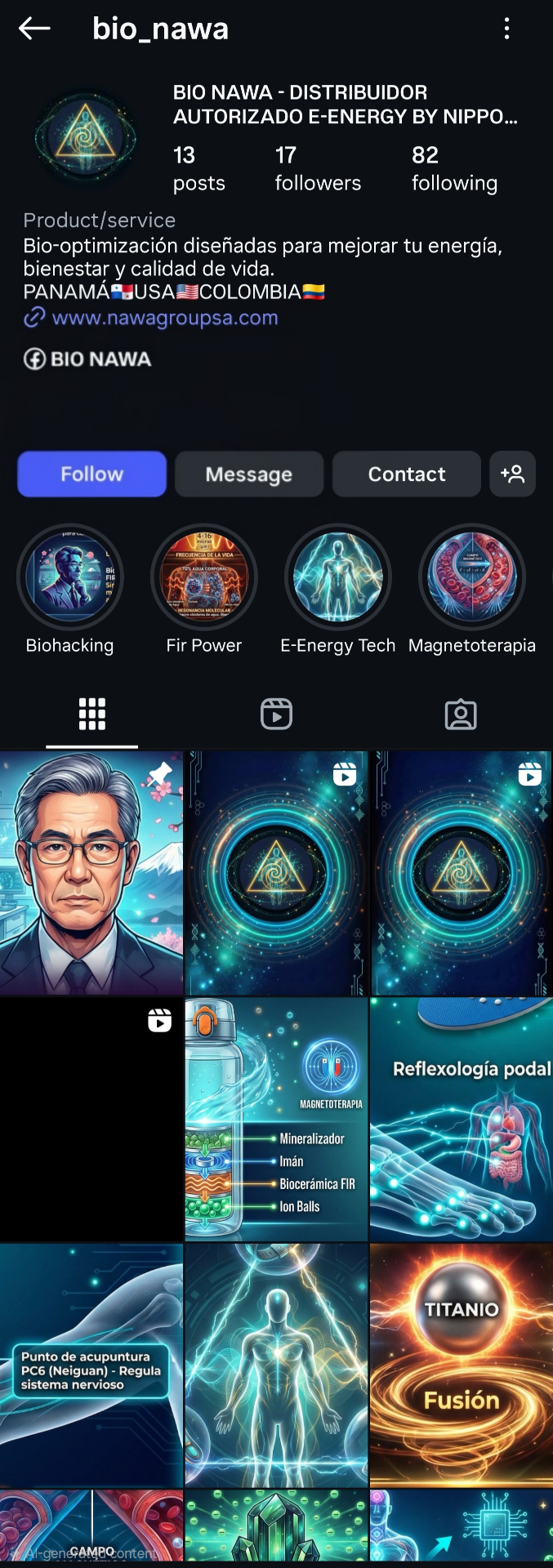 BIO NAWA Instagram profile