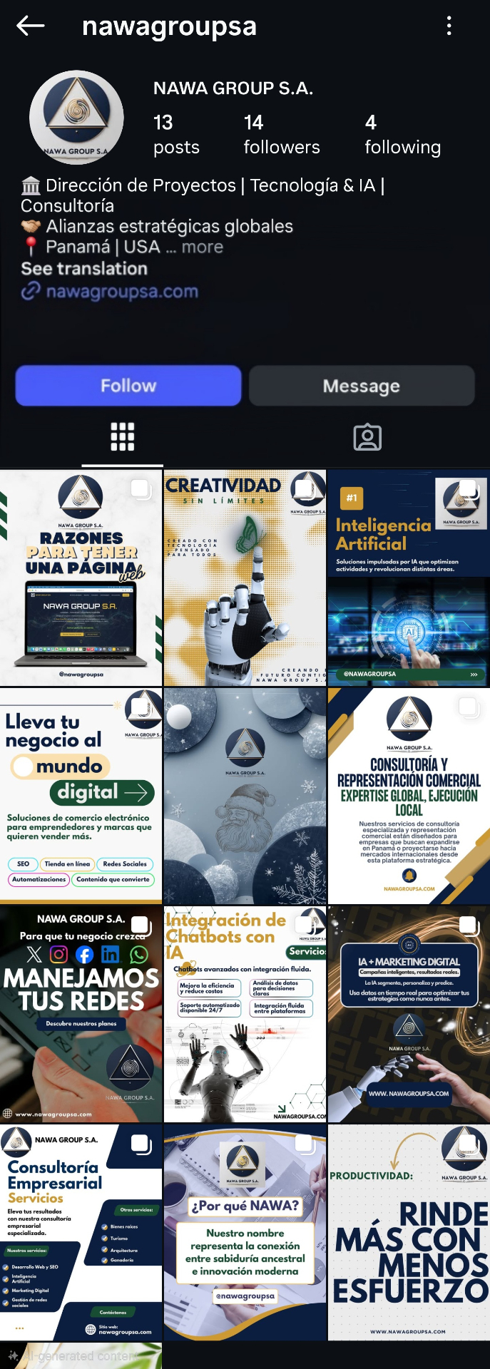 NAWA GROUP S.A. Instagram profile