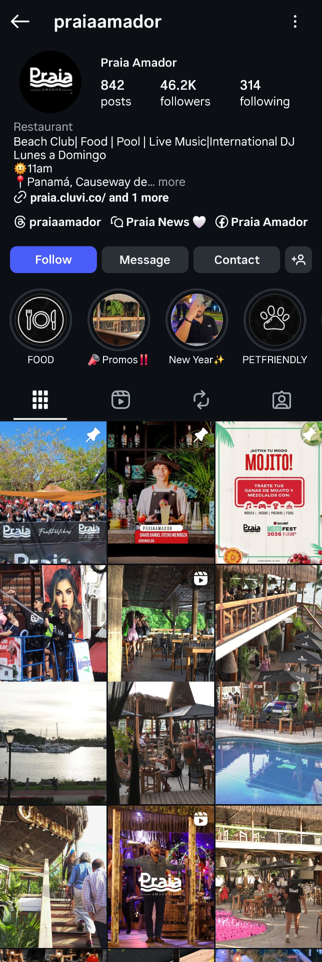 Praia Amador Instagram profile