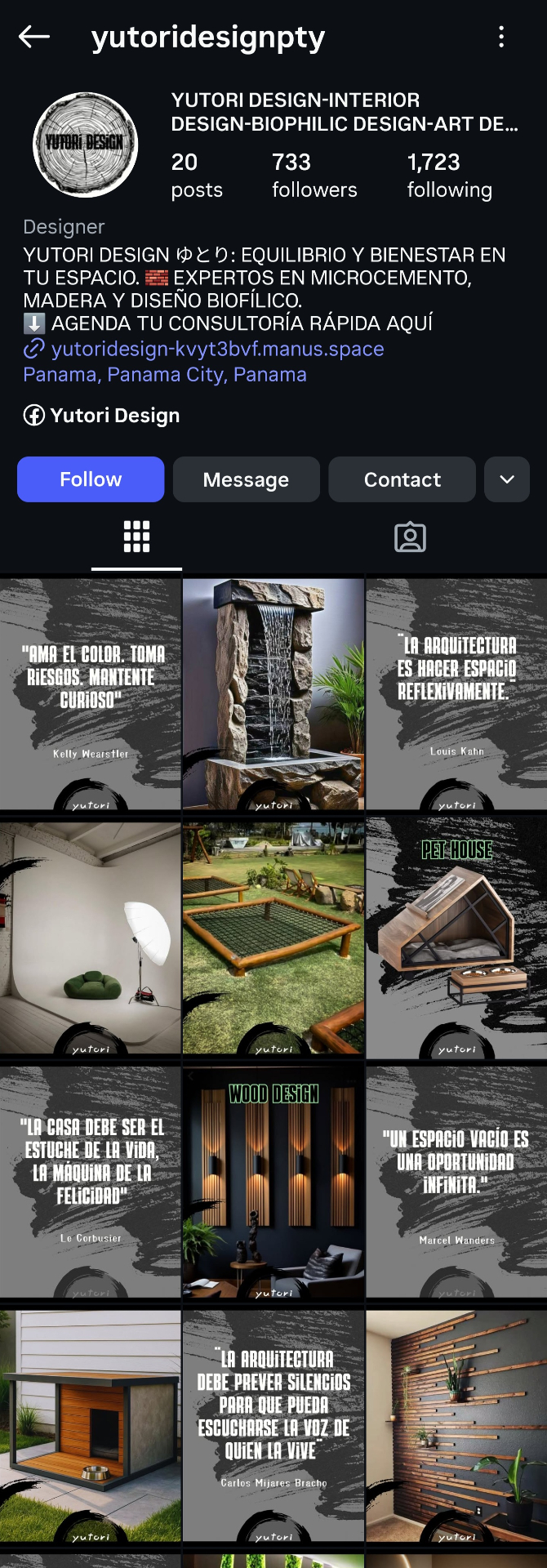 Yutori Design Instagram profile